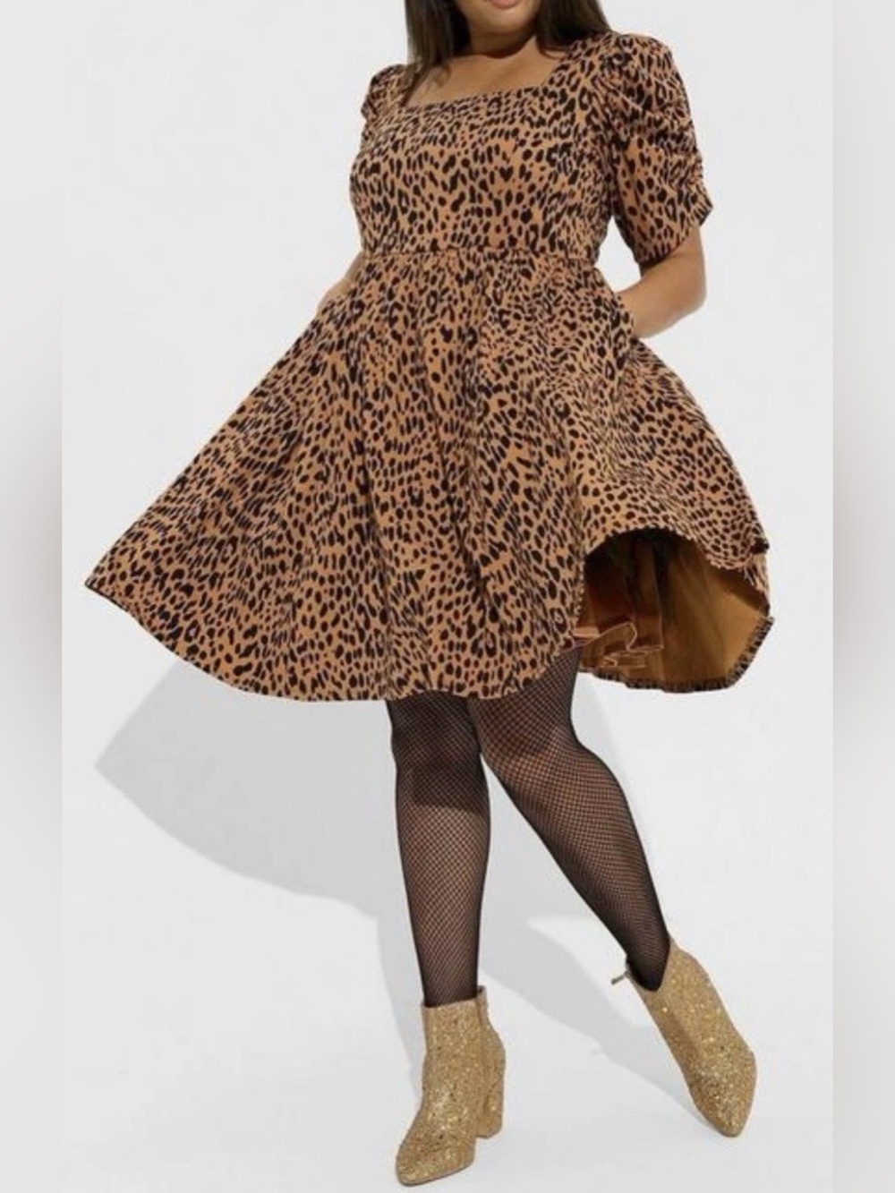 Torrid x Betsey NWT Johnson Mini Puff Sleeve Skater Dress Animal Print 0 12/L